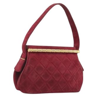 Chanel Pre-owned Hand Bag - Dames - Vintage Handtas - Rood - ONE Size - Su&egrave;de - Vintage