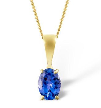 The Diamond Store Tanzanite 7 x 5mm 9K Yellow Gold Pendant Necklace