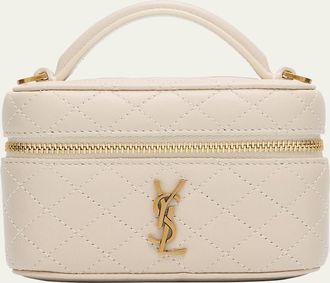 Saint Laurent Micro Vanity Top-Handle Bag in Quilted Leather