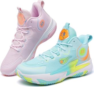 Generic Unisex Basketball Shoes are Breathable Comfortable Lightweight Fashionable Sporty Non Slip Outdoor Training Boots Walking Shoes(Greenpink,4.5 UK)