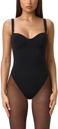 Naked Wardrobe Bustier Tank Bodysuit in Black at Nordstrom, Size X-Large