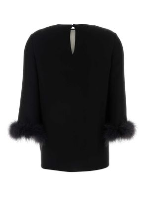Valentino Garavani Womens Black Silk Blouse Neroavorio Turkey (meleagris Gallpavo) Maglie