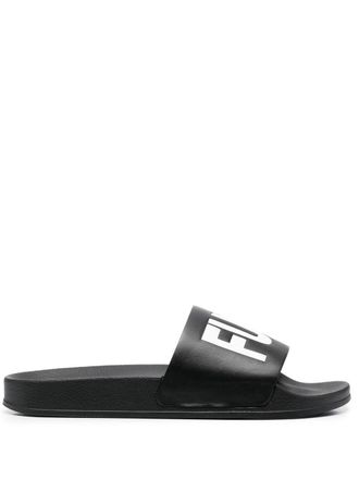 VTMNTS slogan-print slides - Black