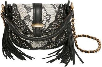 Aim&eacute;e Mini Willow Leather Crossbody Bag in Vanilla Snake Jeweled at Nordstrom