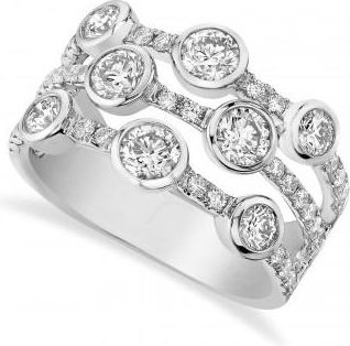 Allurez Diamond Bezel & Pave Statement Ring 14k White Gold (1.58ct)