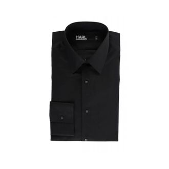 Karl Lagerfeld Overhemden, Heren, Zwart, S, Katoen, Lange Mouw Katoenen Overhemd