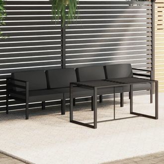 vidaXL Set Muebles De Jard&iacute;n 5 Pzas Y Cojines Aluminio Gris Antracita Vidaxl