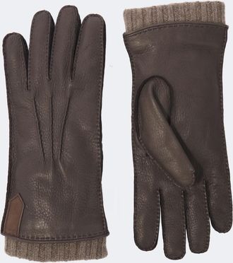 Canali Guantes de piel con cachemir