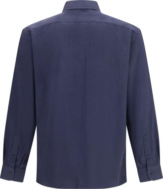 Brunello Cucinelli Mens Cotton Shirt Navy Cotton; Lyocell