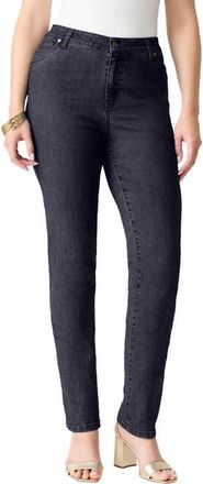 Roaman's Plus Size 24/7 Stretch Straight Leg Jean in Dark Stonewash Sanded at Nordstrom, Size 14