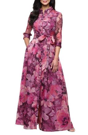 Alex Evenings Floral Organza Ballgown in Dark Mauve at Nordstrom, Size 10P