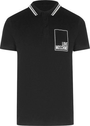Moschino Mens Love Box Logo Black Polo Shirt Cotton - Size X-Large