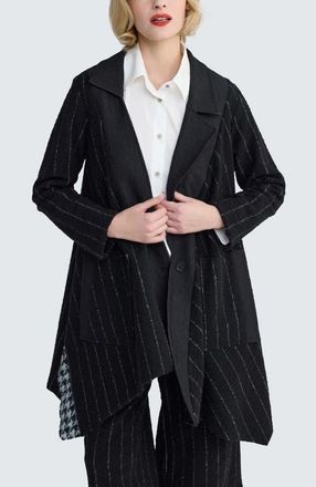 Luukaa D'Celli Sunniva Mixed-Media Long Jacket in Monochrome Black at Nordstrom, Size 10