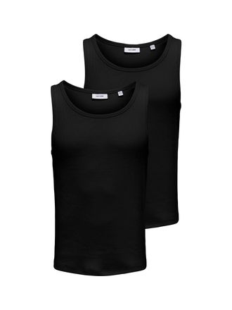 Only & Sons Tanktop ONLY & SONS ONSTANNER REG SL TANK TOP 2-PACK, Damen, Gr. XXL, schwarz pack:1x hellwei&szlig; 1x schwarz, Single Jersey, Obermaterial: 95% Baumwolle,