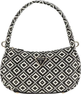 Guess Rianee Raffia Schoudertas - Dames - Schoudertassen - Zwart - ONE Size - Tassen
