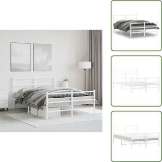 vidaXL The Living Store Giroletto con Testiera e Pediera Metallo Bianco 140x190 cm - Letto con testiera e pediera