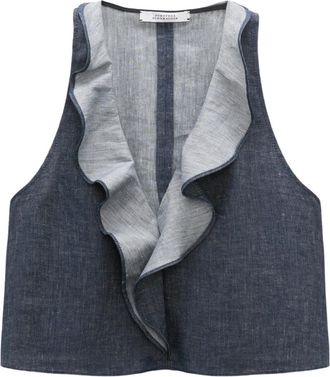 Dorothee Schumacher Fluid Denim top - Dames - Tops zonder mouwen - Blauw - L - Denim - Tops