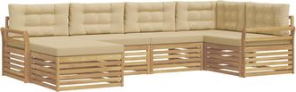 vidaXL Conjunto De Sof&aacute;s De Exterior 6 Uds. Y Beige Poli&eacute;ster Vidaxl