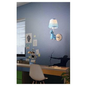 Trade Shop Trade Shop - Applique A Muro Cameretta A Forma Di Cavallo In Resina E27 Lampada Muro Lume E49 - Azul