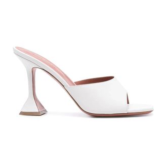 Amina Muaddi Heeled Mules, female, White, Size: 11 US White Leather Mules