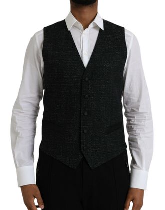 Dolce & Gabbana Zwart Glitter Vest Formele Stijl