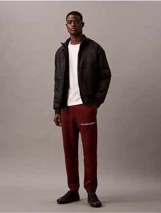 Calvin Klein Mens Archive Logo Fleece Joggers - Red - XS