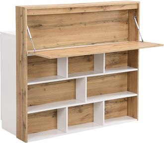 Vente-Unique Mueble bar con 2 puertas y 1 caj&oacute;n de MDF - Blanco y Natural - LAMONIA