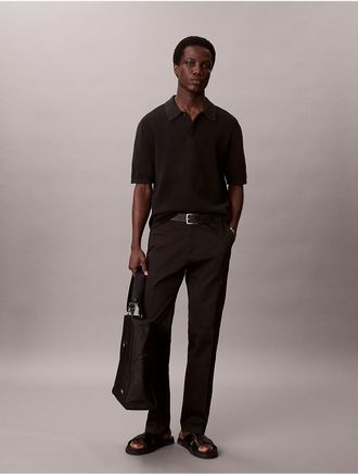 Calvin Klein Mens Cotton Stretch Straight Trousers - Black - 29W x 30L