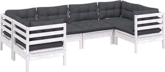 vidaXL Vidaxl - Muebles De Jard&iacute;n 6 Pzas Con Cojines Blanco Madera De Pino