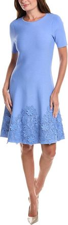 Teri Jon by Rickie Freeman Teri Jon By Rickie Freeman Knit Lace Hem A-Line Dress