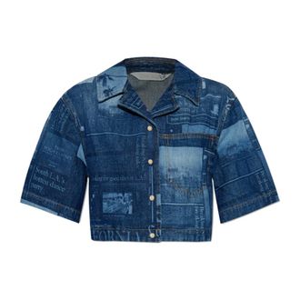 Palm Angels Dames, Blouses & Shirts, Blauw, Maat: XS Denim