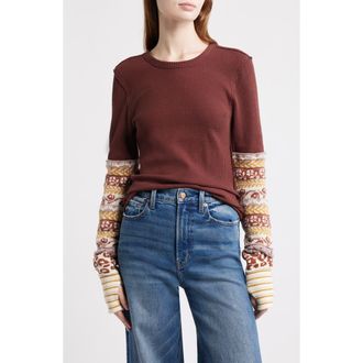 Free People All In Cuff Knit Top in Chocolate Combo at Nordstrom, Size X-Small