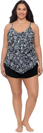 Trimshaper Rachel 5 Tier Ruffle Plus Size Tankini Swimsuit Top in Misty Mamba at Nordstrom, Size 10