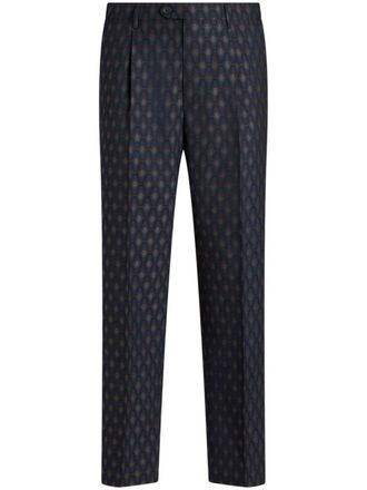 Etro mid-rise jacquard tailored trousers - Blue