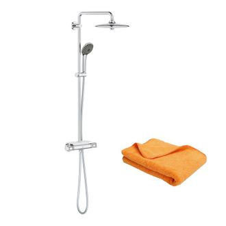 GROHE Columna De Ducha Grohe Con Mezclador Termost&aacute;tico Vitalio Joy System 260 + Batinea Microfibra 40x40 Naranja