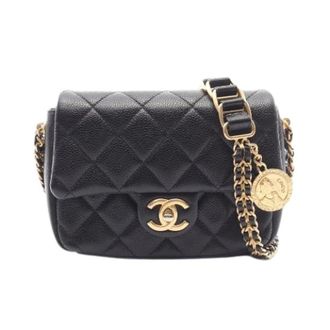 Chanel Pre-owned Matelasse Grained Calf Shoulder Bag - Dames - Pre-owned - Zwart - Maat: ONE Size Leer