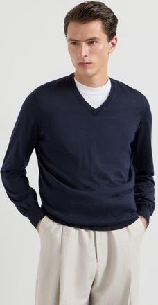 Brunello Cucinelli Cashmere and silk lightweight sweater in Navy Blue at Nordstrom, Size 44 It