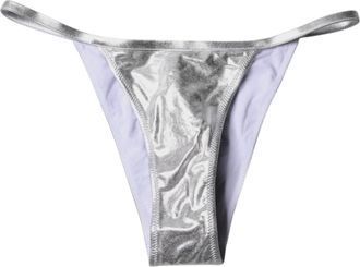 Dolce & Gabbana Womens Silver Polyester Beachwear Bikini Bottom Swimwear Elastane Clothing