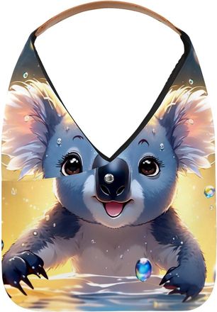 Generic Lovely Koala Swims Underwater Reusable Lightweight Grocery Bags - Foldable Into Compact Pouch, Washable & Sturdy, Multipurpose for Shopping and Travel