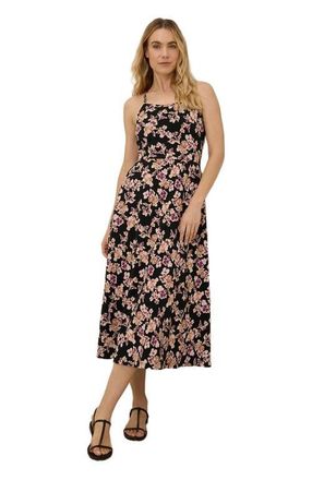 Pact Organic Cotton Fit & Flare Midi Dress in Scattered Posies Black at Nordstrom, Size Xx-Large