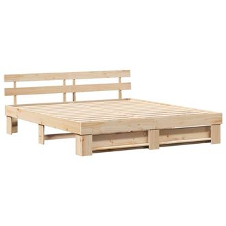 Berkfield Home with Headboard Brown 200 x 200 cm Solid pine wood in Natural