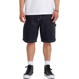 Quiksilver Baggy Fit Cotton Denim Cargo Shorts in Indigo Rinse at Nordstrom, Size 30