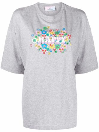 Chiara Ferragni Happy print short-sleeve T-shirt - Grey