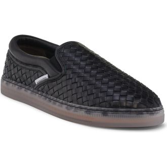 Bottega Veneta Serena Woven Leather Slip-On Sneaker in 1000 Black at Nordstrom, Size 10Us