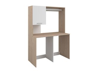 Vente-Unique Mueble para 2 lavadoras con perchero y armario - An. 129 x Alt. 184 cm - ARNEKO