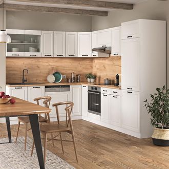 Vicco Cocina Esquinera R-line, Casa De Campo Blanca/blanca, 227 X 287 Cm Sin Encimera