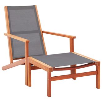vidaXL Vidaxl - Silla De Jard&iacute;n Con Reposapi&eacute;s Madera Eucalipto Textilene Gris