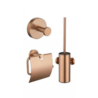 Adema Rise Toiletset - toiletrolhouder - handdoekhaak - toiletborstelset - passend bij Grohe brushed warm sunset