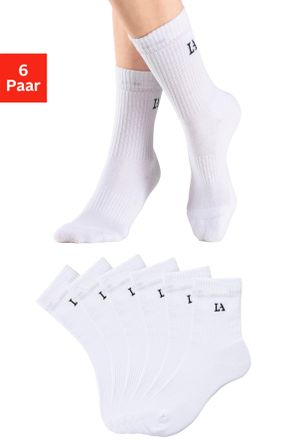Active By Lascana Tennissocken LASCANA ACTIVE, Damen, Gr. 39/42, weiss (6x wei&szlig;), Baumwollmischung, unifarben, Socken Tennissocken, mit Frotte&eacute;