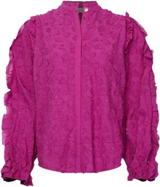 Fab By Fabienne Chapot Bloemen Gerimpelde Blouse - Dames - Blouses - Paars - XS - Katoen - Overhemden